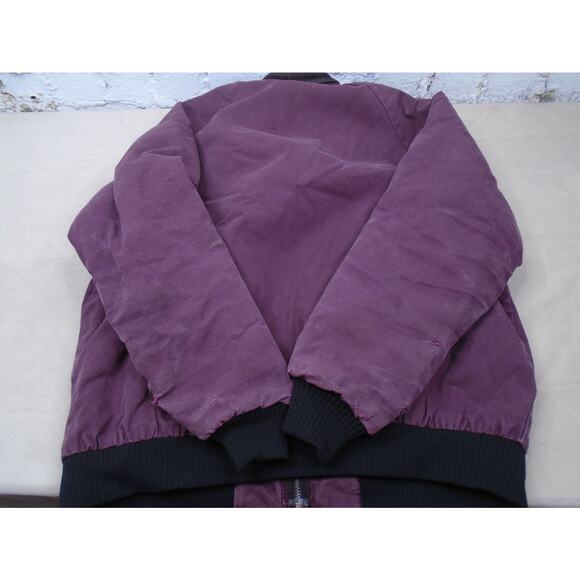 VTG 90s Canvas Santa Fe Quilt Lined Jacket Mens Plum XXL Corduroy Collar Work - Picture 14 of 16